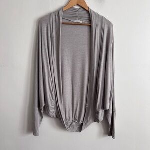 PraAna Modal Lightweight Cardigan Open Curved Front Gray Long Sleeve Pockets